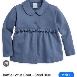 Bella Bliss Ruffle Lotus Coat size 7 - light weight knit, blue